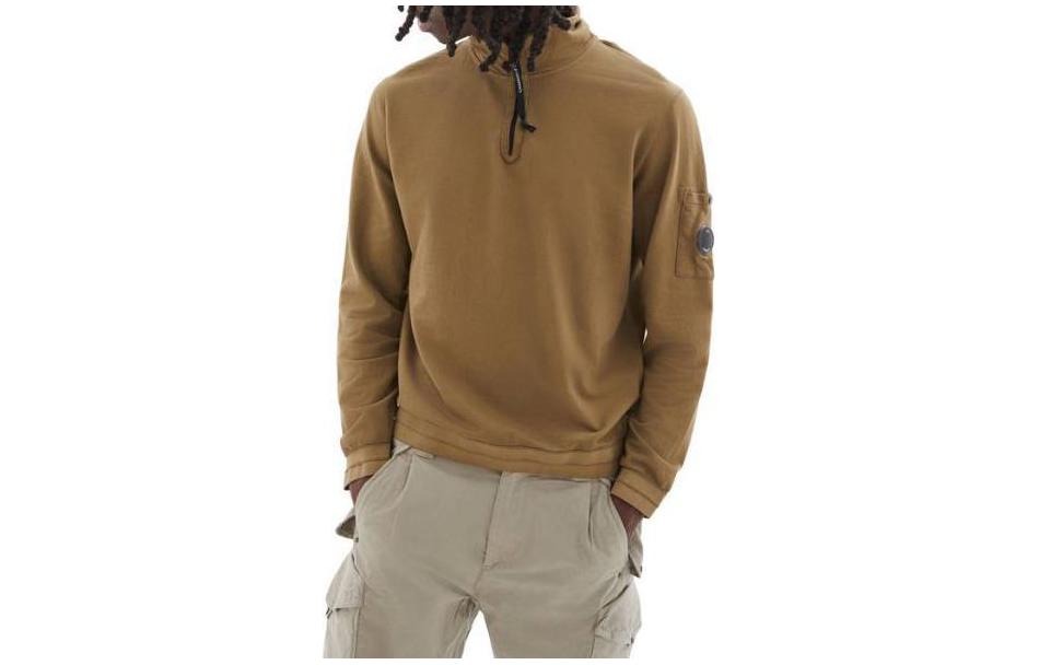 C.P. Company Brown Half-Zip High Neck Sweatshirt 15CMSS037A002246G653