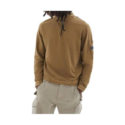 C.P. Company Brown Half-Zip High Neck Sweatshirt 15CMSS037A002246G653