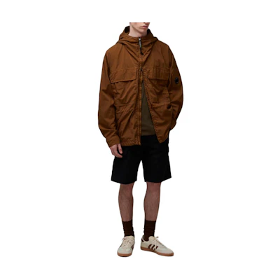 C.P. Company Brown Hooded Zipper Pocket Relaxed Fit Jacket 17CMOS150A005782G-351