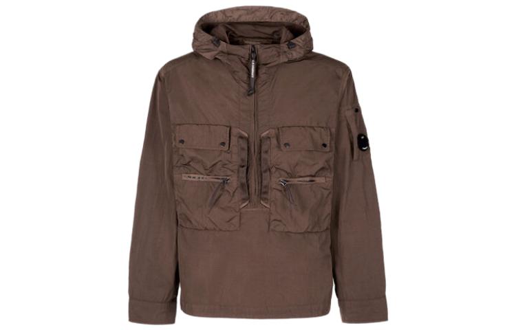 C.P. Company Brown Logo Patch Hoodie Jacket Unisex 14CMOS047A005904G365