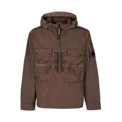 C.P. Company Brown Logo Patch Hoodie Jacket Unisex 14CMOS047A005904G365