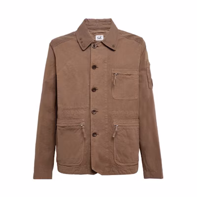 C.P. Company Brown Long-Sleeve Single-Breasted Jacket 14CMOW245A006354G