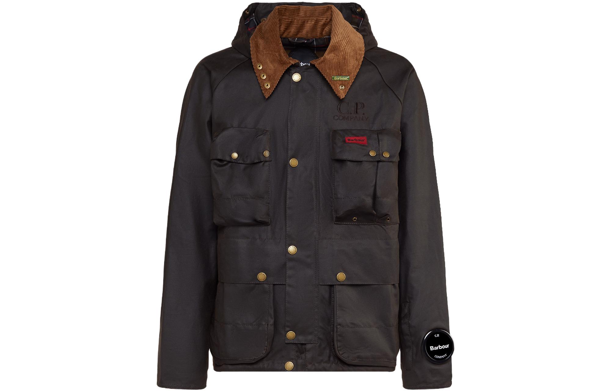 C.P. Company Brown Raglan Jacket with Embroidered Logo Patch CSOW018A006240A393