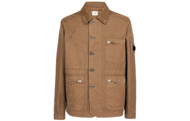C.P. Company Brown Single-Breasted Collar Jacket 14CMOW245A006354G339