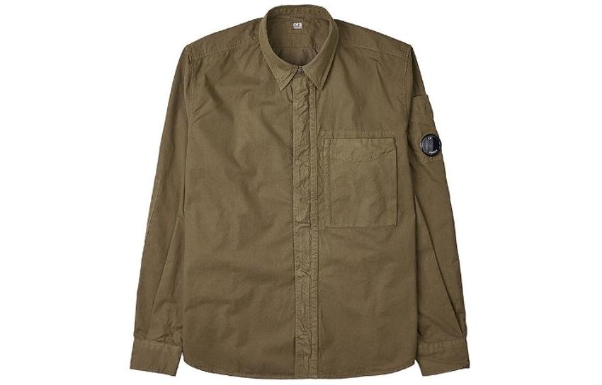 C.P. Company Brown Slim Fit Zip-Up Jacket with Plain Collar 14CMSH121A002824G339