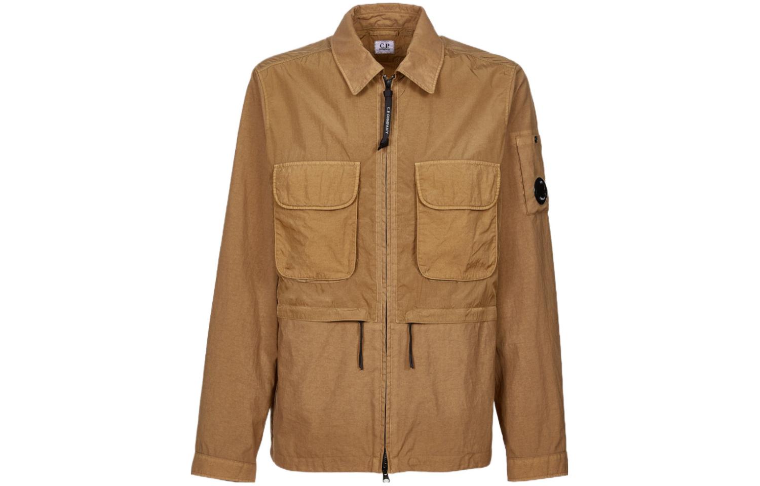 C.P. Company Brown Solid Collar Pocket Long-Sleeve Jacket 13CMOS193A005782M318