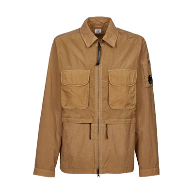 C.P. Company Brown Solid Collar Pocket Long-Sleeve Jacket 13CMOS193A005782M318