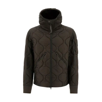 C.P. Company Brown Solid Color Hooded Zip-Up Jacket CMOW009A110158A674
