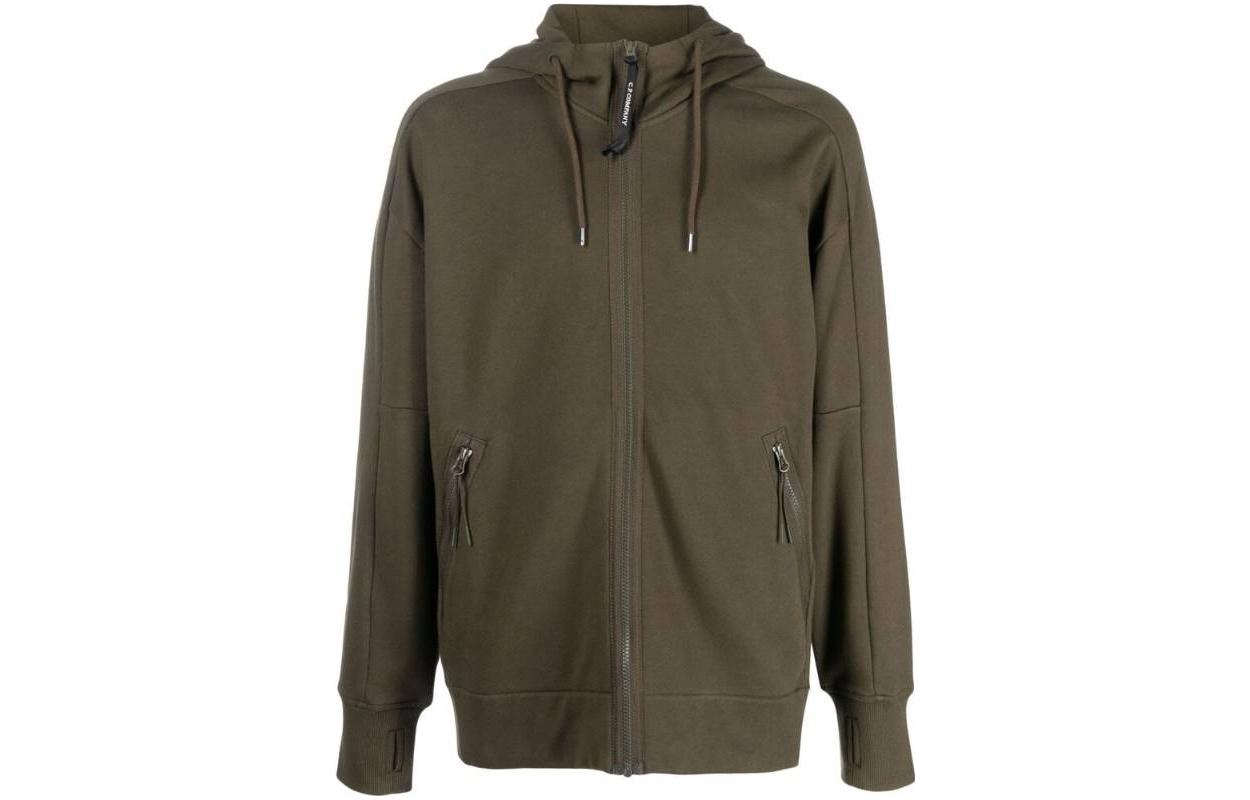 C.P. Company Brown Solid Color Zip-Up Hoodie 15CMSS082A005086W683