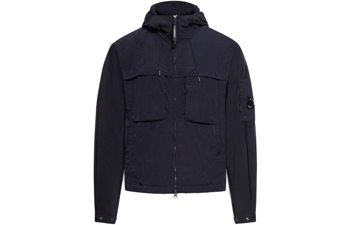 C.P. Company Chrome-R Hooded Jacket Black  Full-Zip Long-Sleeve Coat. 16CMOW036A005904G888