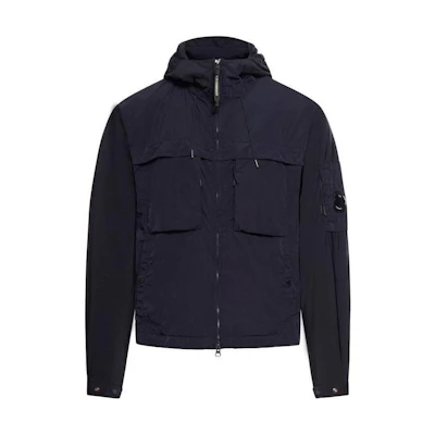 C.P. Company Chrome-R Hooded Jacket Black Full-Zip Long-Sleeve Coat. 16CMOW036A005904G888
