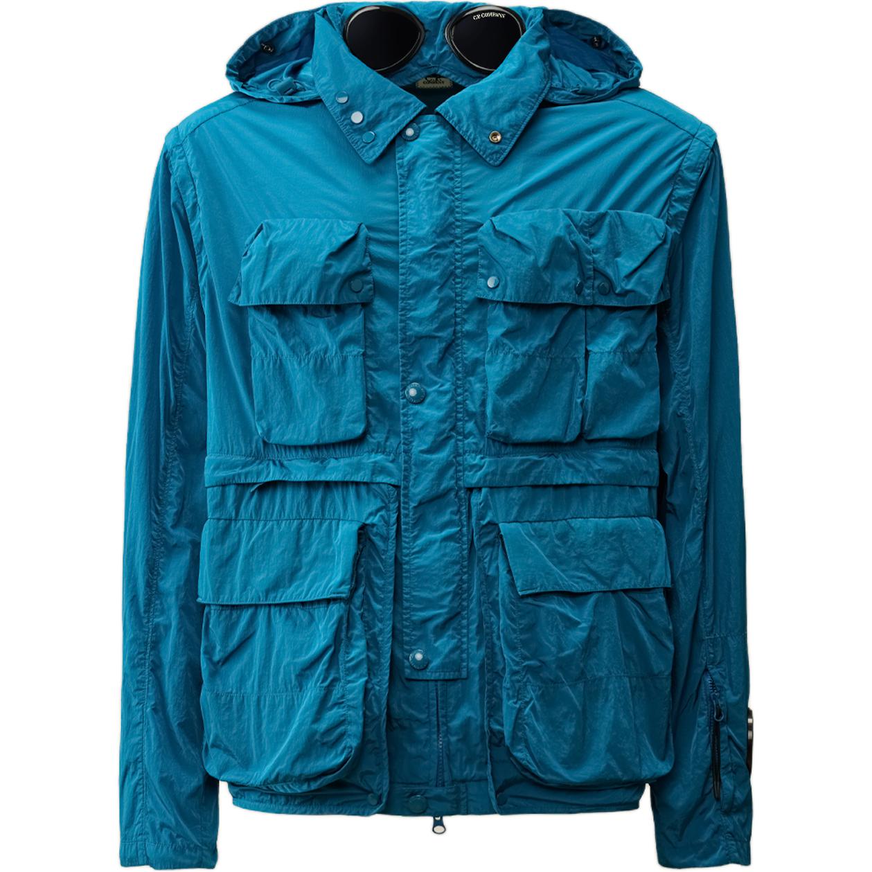 C.P. Company Chrome R Goggle Utility Jacket Navy Blue Hooded Zip-Up Jacket CMOW011A005904G848