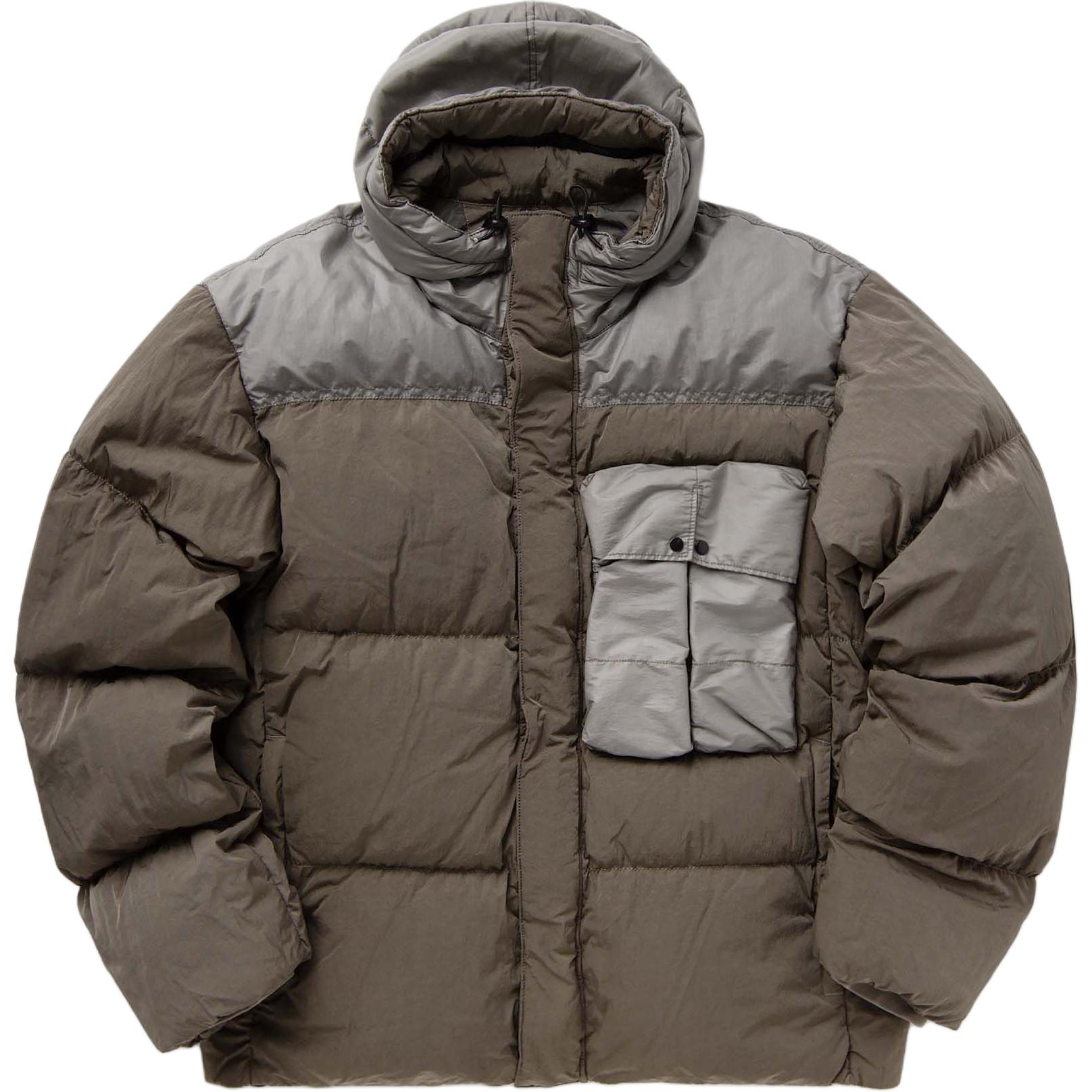 C.P. Company Colorblock Zip Hoodie Jacket in Khaki CMOW032A006369M359