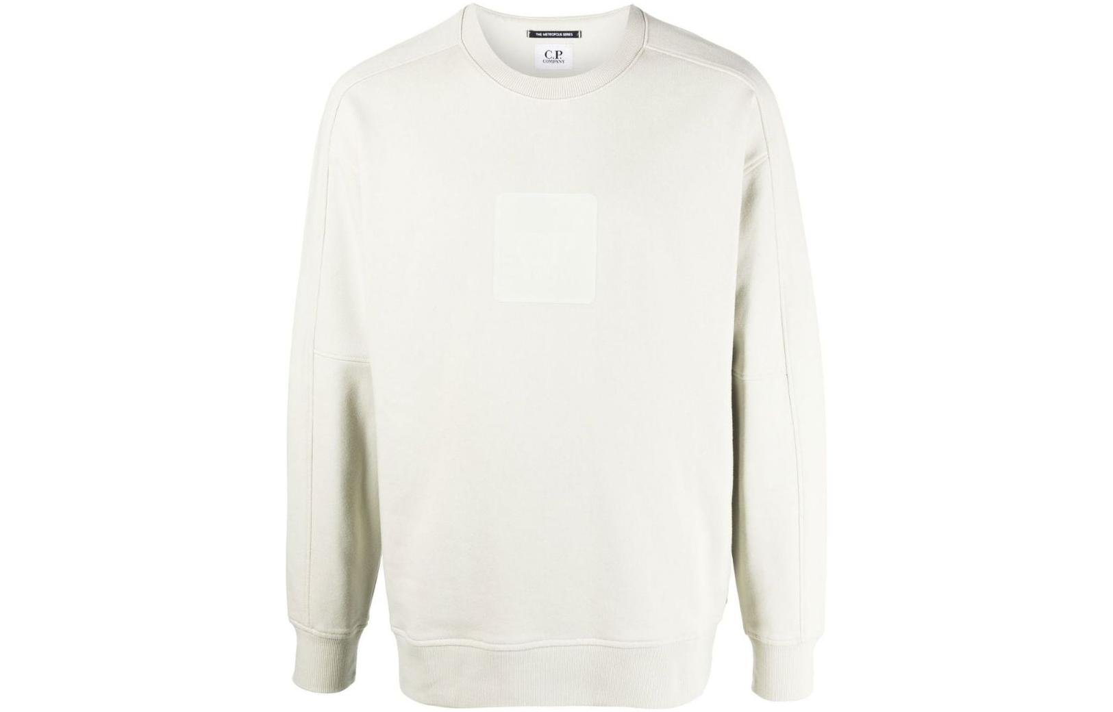 C.P. Company Crewneck Pullover Sweatshirt - Solid Color with Logo Patch 13CMSS043A005086W118