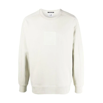 C.P. Company Crewneck Pullover Sweatshirt - Solid Color with Logo Patch 13CMSS043A005086W118