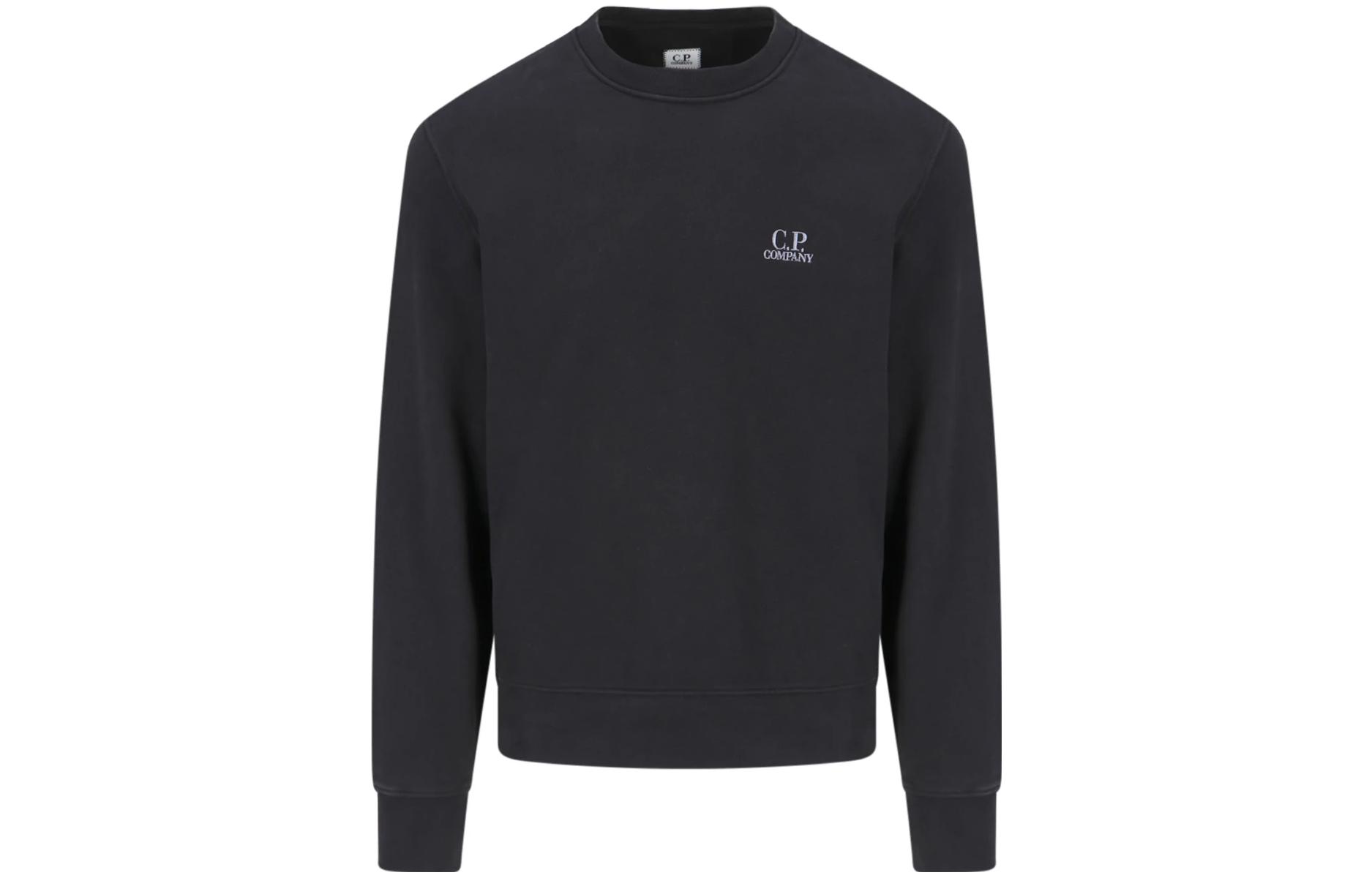 C.P. Company Crewneck Sweatshirt with Logo Print - Black 15CMSS008B006372G999