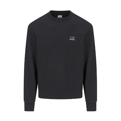 C.P. Company Crewneck Sweatshirt with Logo Print - Black 15CMSS008B006372G999