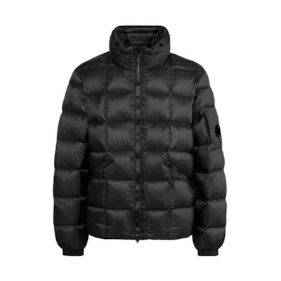C.P. Company DD Shell Concealable Hood Down Jacket Black Unisex Zip-Up Jacket 15CMOW194A006099A999