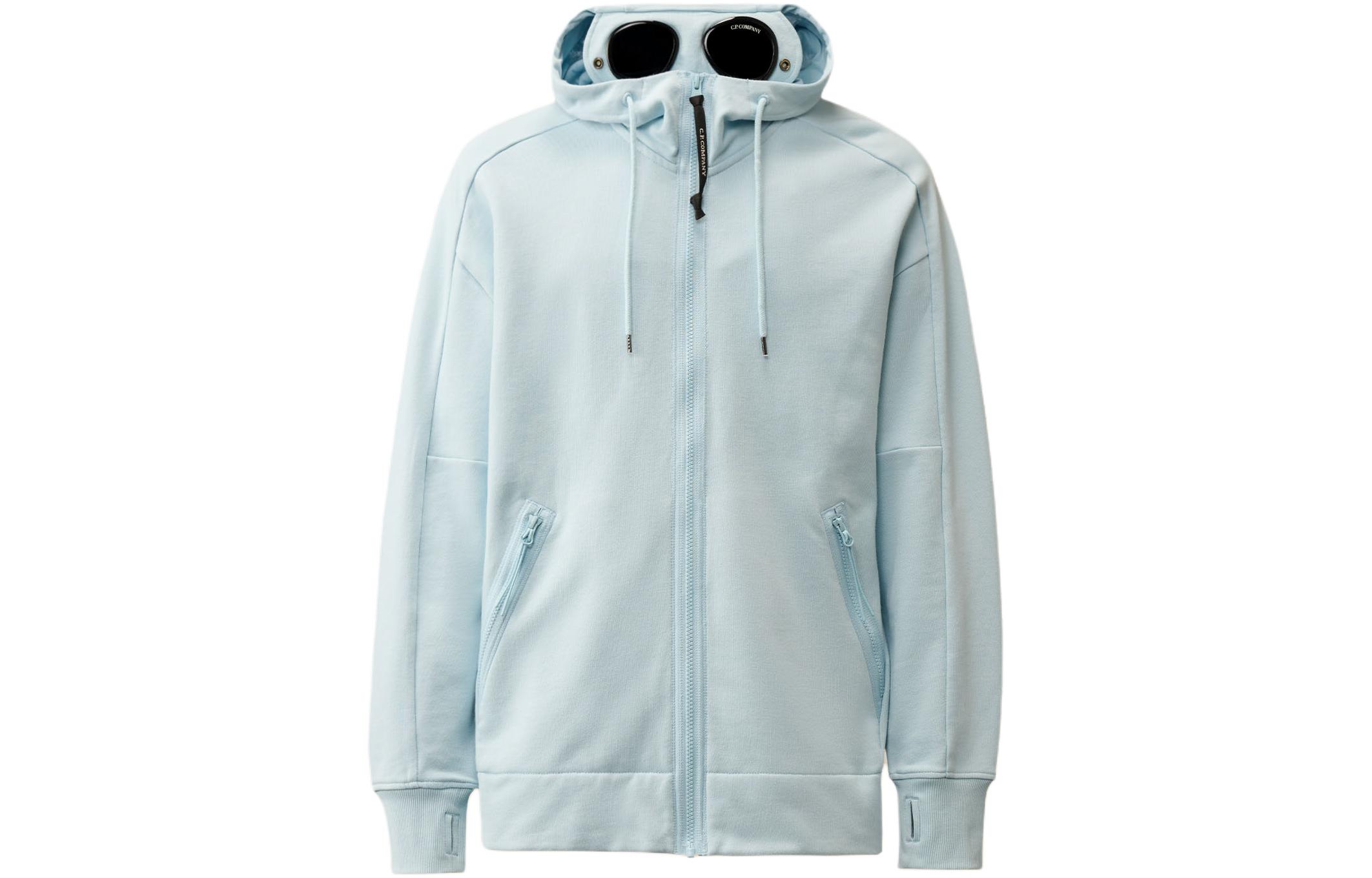C.P. Company Diagonal Fleece Goggle Zip Hoodie Blue Jacket 16CMSS082A005086W806