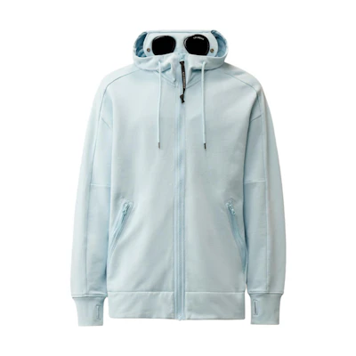 C.P. Company Diagonal Fleece Goggle Zip Hoodie Blue Jacket 16CMSS082A005086W806
