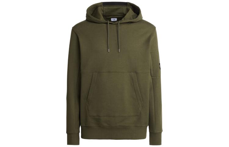 C.P. Company Diagonal Raised Fleece Hoodie Green Casual Pullover 15CMSS023A005086W683