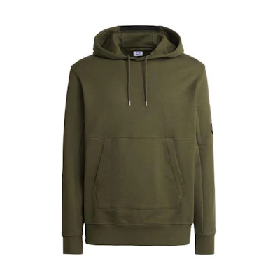C.P. Company Diagonal Raised Fleece Hoodie Green Casual Pullover 15CMSS023A005086W683