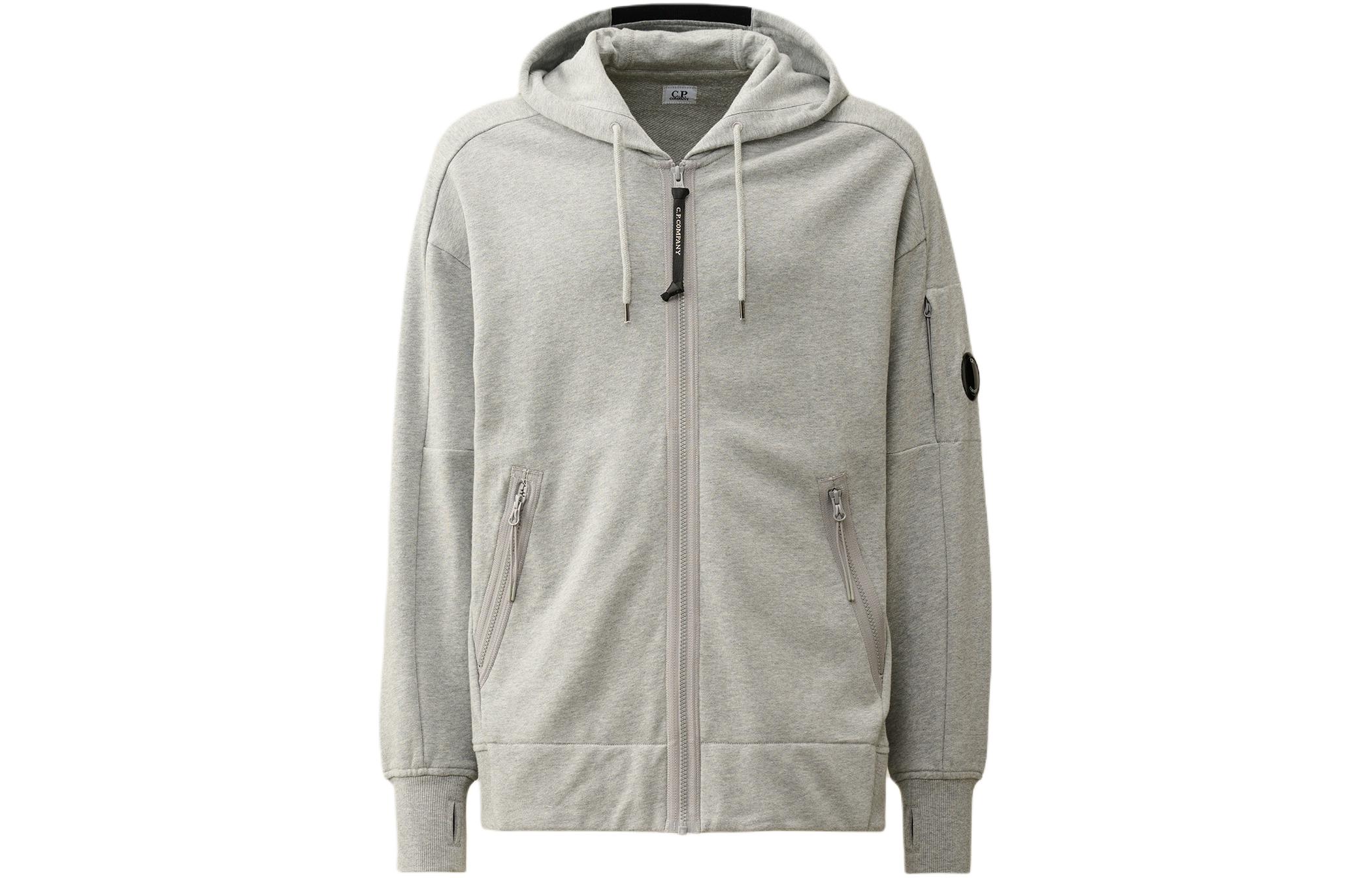 C.P. Company Diagonal Raised Fleece Zip Hoodie Men’s Solid Grey Jacket 16CMSS400A005086WM93