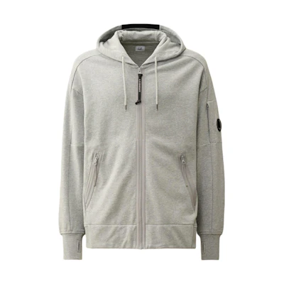 C.P. Company Diagonal Raised Fleece Zip Hoodie Men’s Solid Grey Jacket 16CMSS400A005086WM93