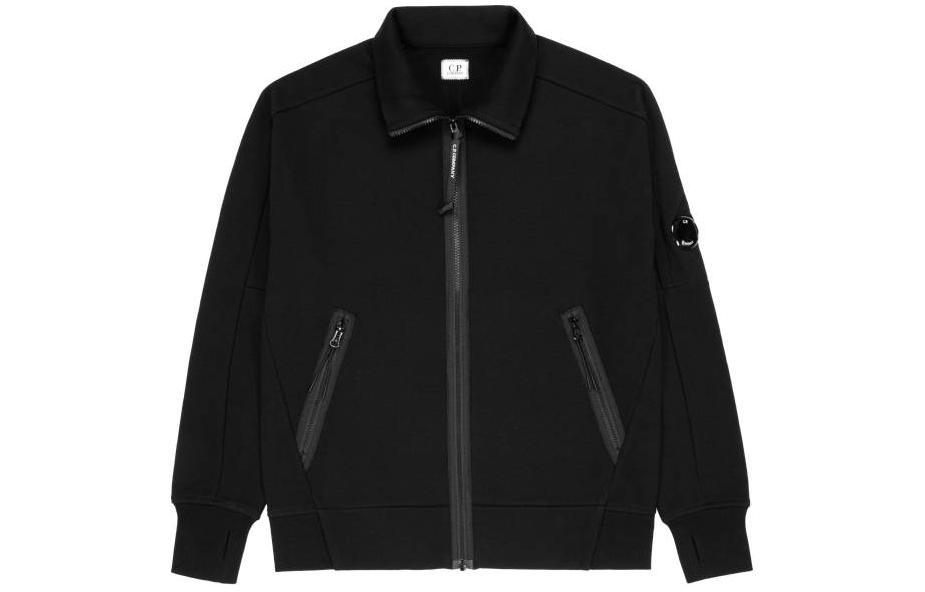 C.P. Company Diagonal Raised Fleece Zipped Sweatshirt Black Long Sleeve 15CMSS061A005086W999