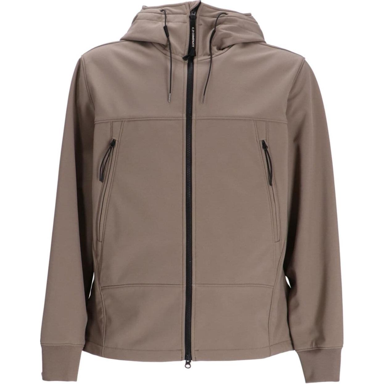 C.P. Company Drawstring Hooded Zip-Up Jacket Grey Taupe CMOW012A006097A-Grey