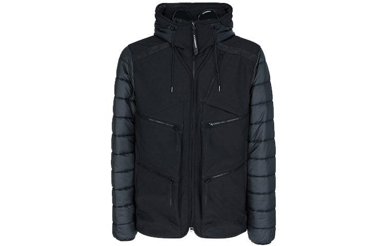 C.P. Company FW21  Black Windproof Multi-Pocket Patchwork Hooded Jacket. 11CMOW106A006097M999-48