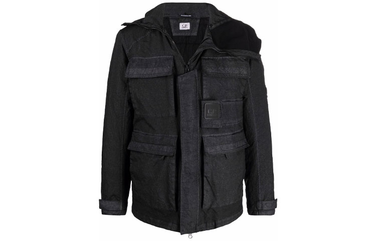 C.P. Company FW21 Black Logo Patch Puffer Jacket 11CM0W029A006022G