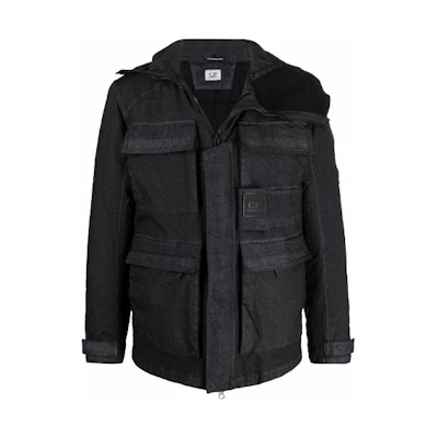 C.P. Company FW21 Black Logo Patch Puffer Jacket 11CM0W029A006022G