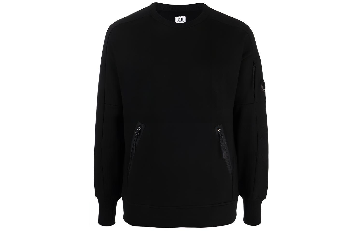 C.P. Company FW21 Black Pullover Sweatshirt with Zip Pocket 11CMSS058A005086W999