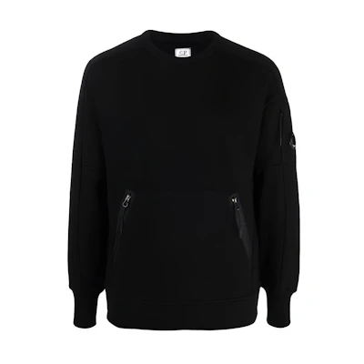 C.P. Company FW21 Black Pullover Sweatshirt with Zip Pocket 11CMSS058A005086W999