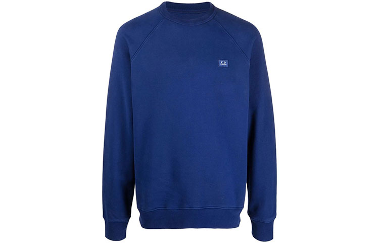 C.P. Company FW21 Blue Logo Patch Pullover Sweatshirt Men 11CMSS138A005909G878