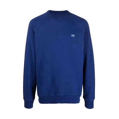 C.P. Company FW21 Blue Logo Patch Pullover Sweatshirt Men 11CMSS138A005909G878