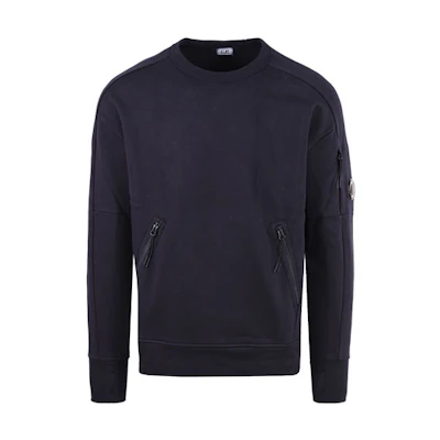 C.P. Company FW21 Blue Logo Sleeve Crewneck Sweatshirt 12CMSS080A-005086W-888
