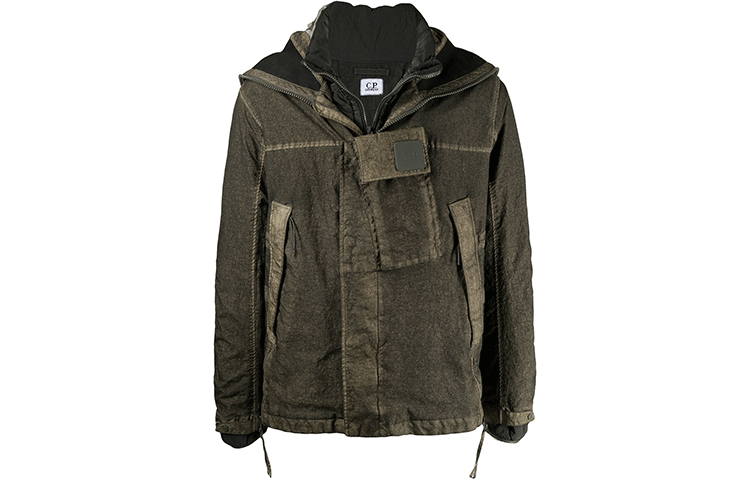 C.P. Company FW21 Logo Patch Military Green Hooded Jacket Men 11CMOW031A006022G665