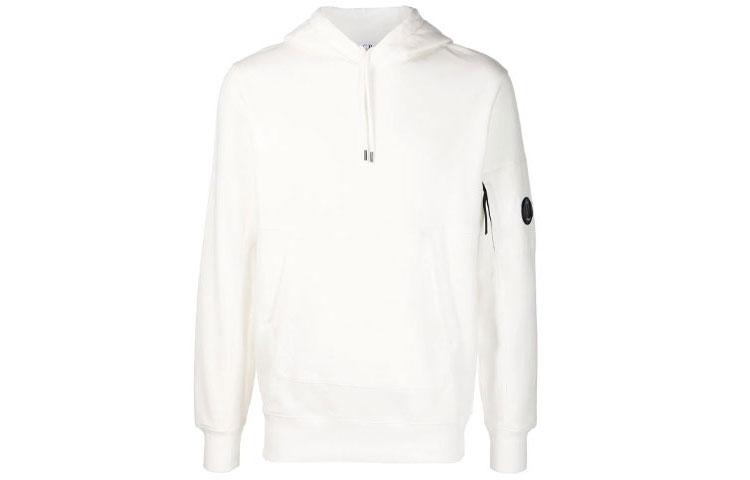 C.P. Company FW21 Logo Patch Pullover Hoodie White Mens 11CMSS056A005086W103