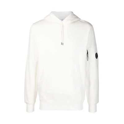 C.P. Company FW21 Logo Patch Pullover Hoodie White Mens 11CMSS056A005086W103