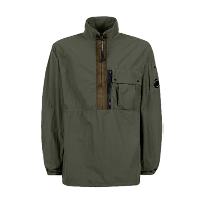 C.P. Company FW21 Solid Pocket Half-Zip Jacket Unisex Green 11CMOS154A005991G665