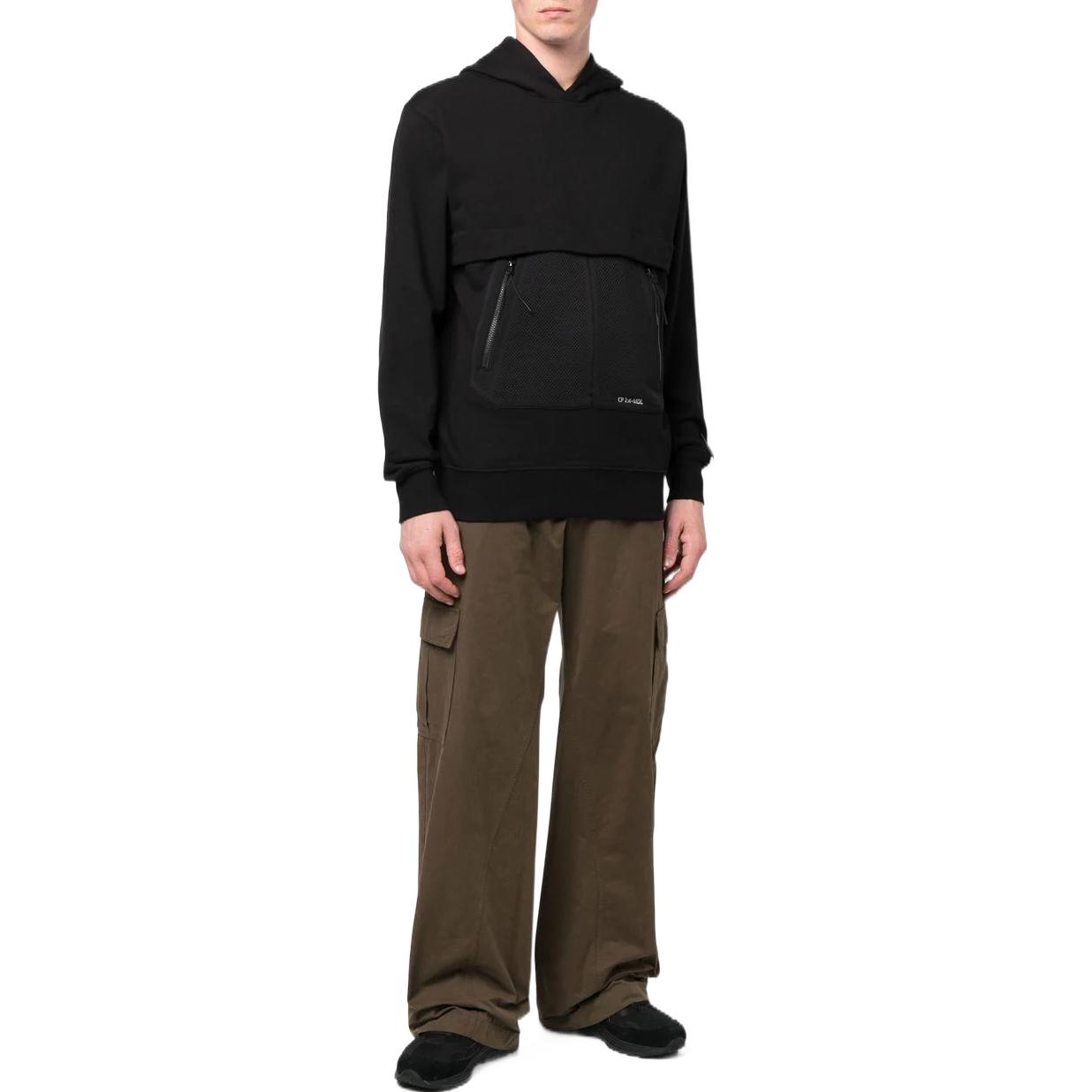Lookbook C.P. Company FW22 Hoodie Hitam Mesh Panel Pullover. 13CMSS004A005086W-999
