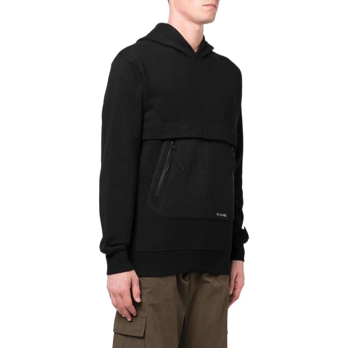 Purchase C.P. Company FW22 Hoodie Hitam Mesh Panel Pullover. 13CMSS004A005086W-999