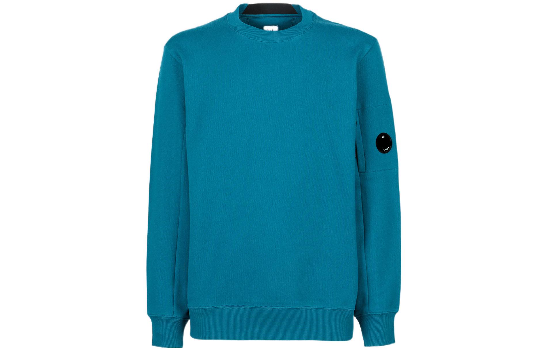 C.P. Company FW22 Asymmetric Logo Crewneck Sweatshirt Spuce Blue - Men 13CMSS022A005086W861