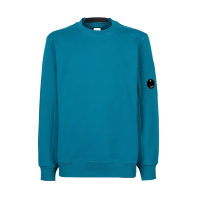 C.P. Company FW22 Asymmetric Logo Crewneck Sweatshirt Spuce Blue - Men 13CMSS022A005086W861