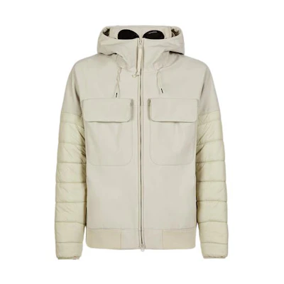 C.P. Company FW22 Beige Goggle Zip-Up Hooded Jacket Mens 13CMOW024A006097M118