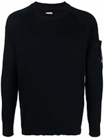 C.P. Company FW22 Black Crewneck Sweatshirt Logo Patch Long Sleeve 12CMKN146A004037A888 C.P. Company FW22 Black Crewneck Sweatshirt Logo Patch Long Sleeve 12CMKN146A004037A888