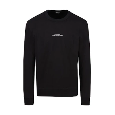 C.P. Company FW22 Black Crewneck Sweatshirt with Letter Print for Men 13CMSS217A005086W999