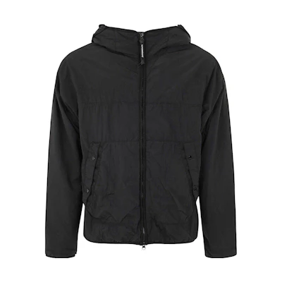 C.P. Company FW22 Black Goggle Detail Zip-Up Hoodie Jacket 13CMOW109A006124G999